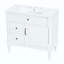 Meuble-lavabo de salle de bain avec lavabo, armoire de salle de bain autoportante avec lavabo en céramique, tiroir rabattable, tablette réglable, structure en bois d'hévéa et panneaux de fibres à densité moyenne, finition peinte à poignées en métal-82668977-82668982