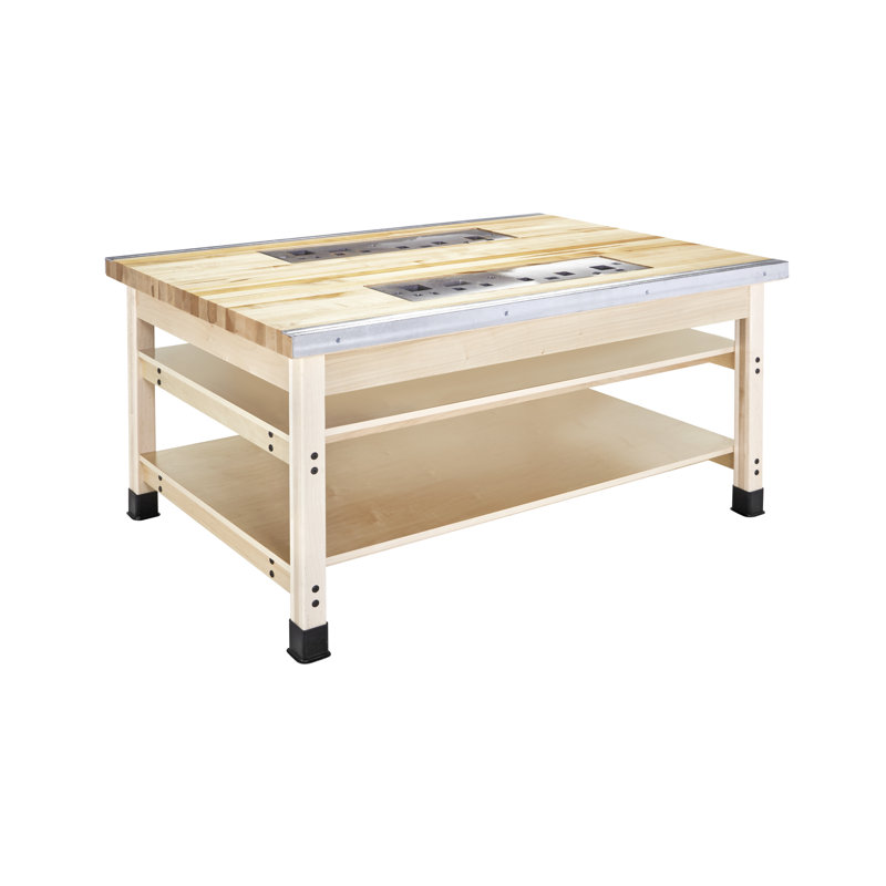 Établi avec plan de travail en bois, l 96 po, 1 plaque de pieu