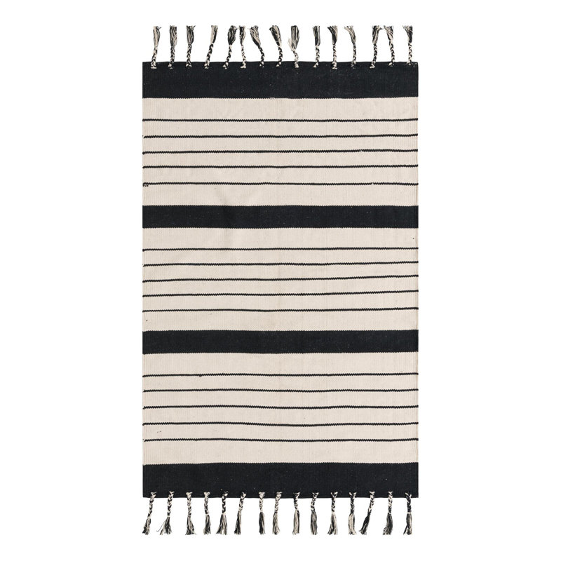 Asenet Cotton Striped Indoor Rug, Rectangle 4'1" x 6'1"