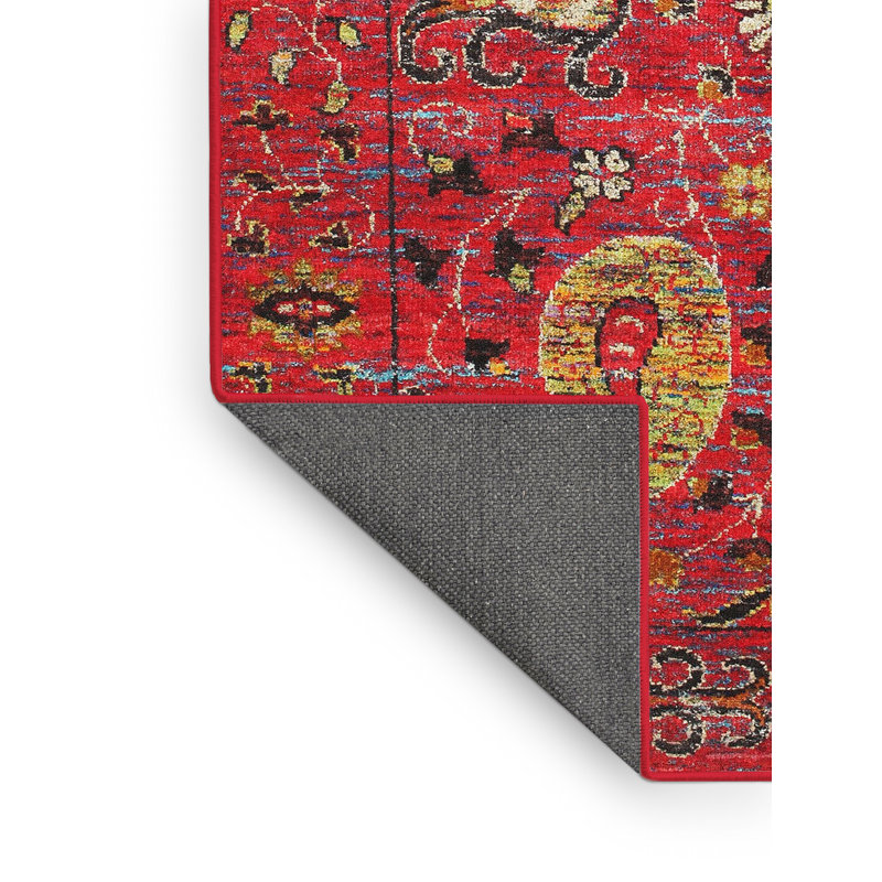 Tapis jaune/rose traditionnel Passarella, Rectangle 3 pi x 5 pi