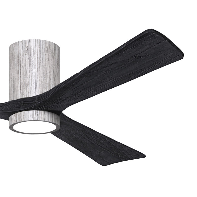 Olivier à 3 pales DEL standard avec ventilateur de plafond et ensemble d'éclairage inclus, Noir mat, Ton bois de grange, 60"
