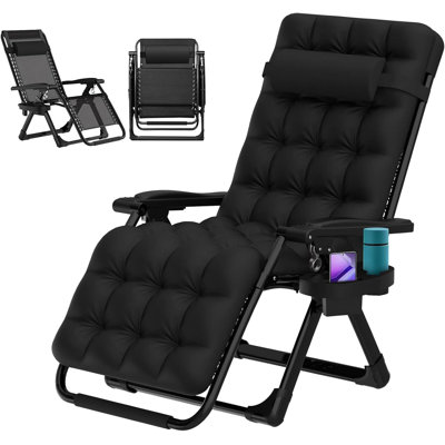 Fauteuil zéro gravité Arlmont & Co., fauteuil inclinable d'extérieur portatif avec coussin amovible, porte-gobelet et coussin