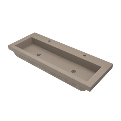NativeStone Concrete Handmade Rectangular Drop-in Trough Bathroom Sink 48"