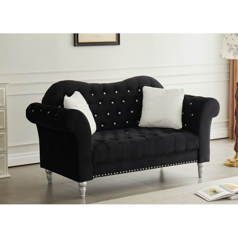 Canapé rembourré 88,5 po Jarvous, Noir, H 37 po x l 66 po x P 31 po