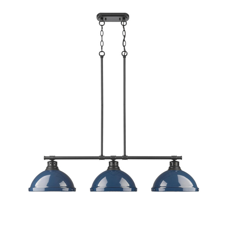 Laramy 3-Light Linear Pendant, Matte Black, Matte Navy