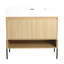 Ensemble de meuble-lavabo 36 po avec lavabo simple en résine, ensemble d'armoires de rangement modernes 2 portes, bois massif multicouche-126271695