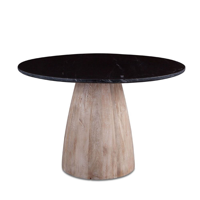 Palm Springs Round Marble Dining Table, Black