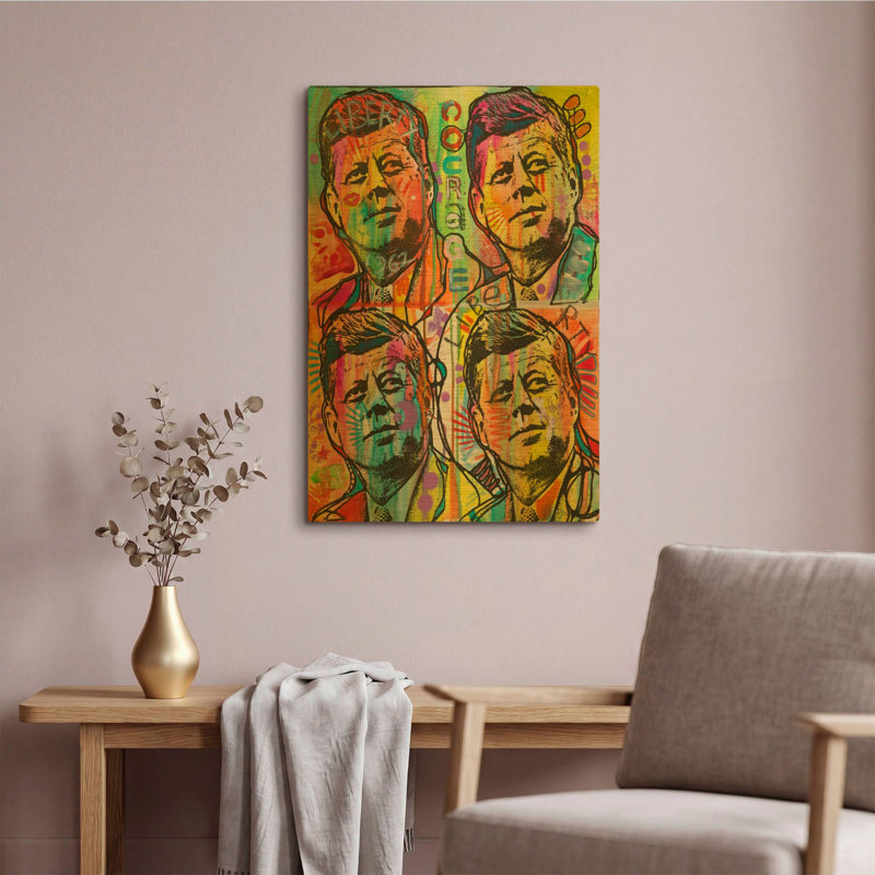 « JFK 4 up » de Dean Russo, tableau mural en métal doré, 40,6 x 61 cm, 16"x24"