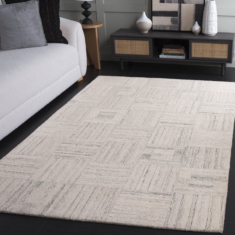 Abstract 614 Hand Tufted Wool/Nylon/Pet/Viscose/Cotton Geometric Indoor Use Only Rug in Gray, Rectangle 5' x 8'