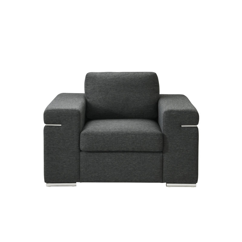 Chaise avec accoudoirs en lin, Noir