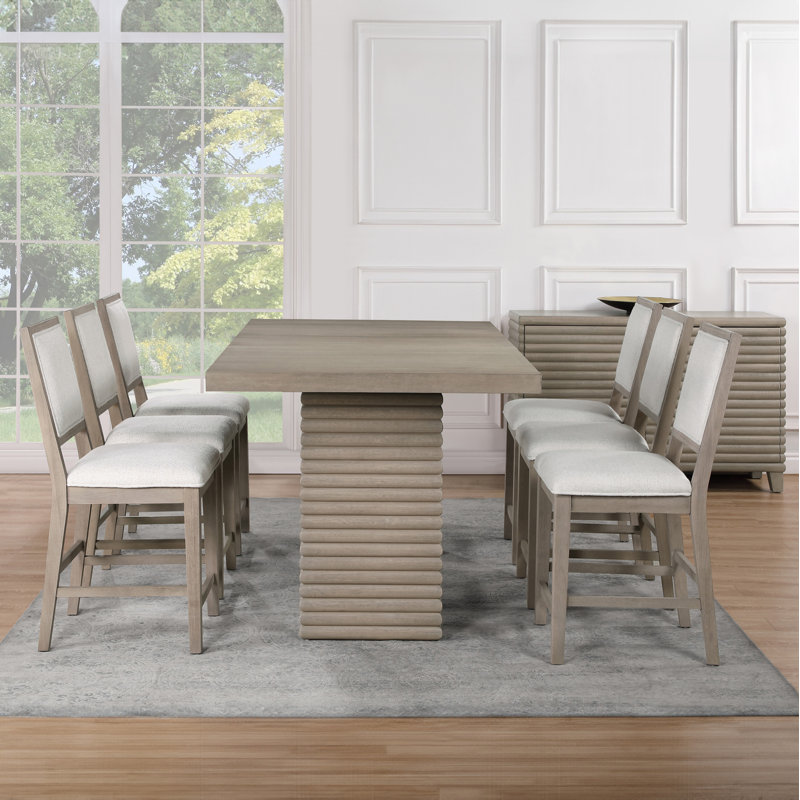 Greige Extendable Rectangular Wood Counter Height Table