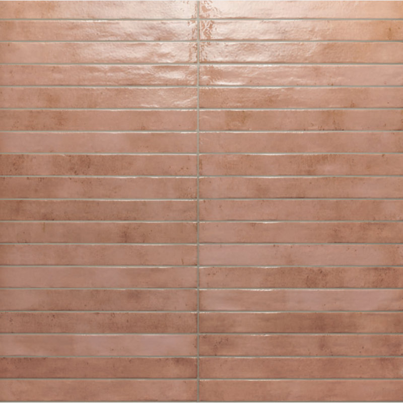 Color Wheel | 2"x 18" Porcelain Brick Look Wall Tile, Salmon