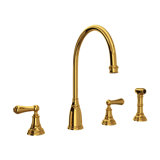 Georgian Era Double Handle Kitchen Faucet With Accessories