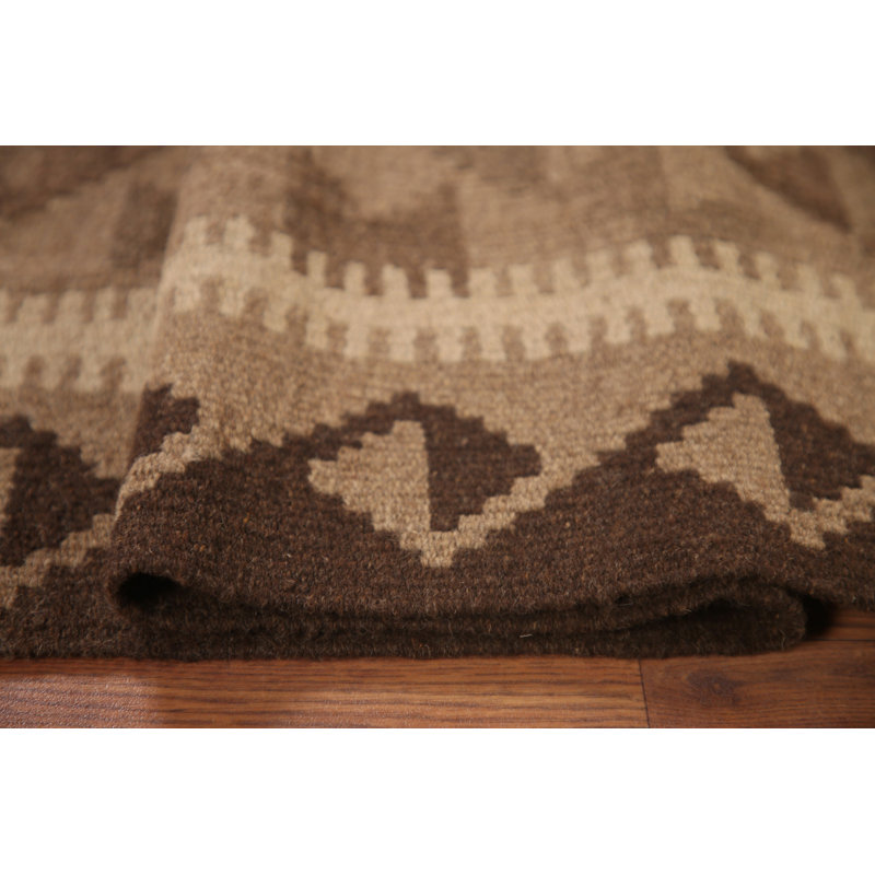 Brown Wool Kilim Oriental Area Rug 5x7