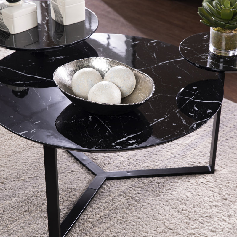 Table de rangement en faux marbre Contemporary