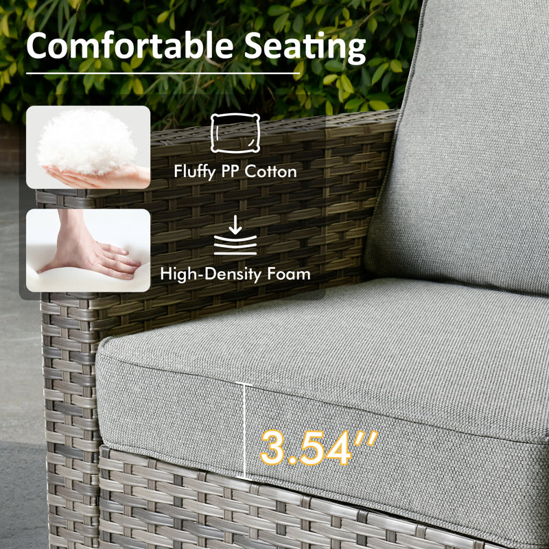 Harbin Wicker 2 - Person Patio Conversation Set with Cushions, Dark Gray