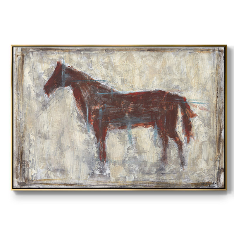 " Iron Equine I " Print, 25" H x 37" W x 2" D, Gold Floater Framed Canvas, No Mat