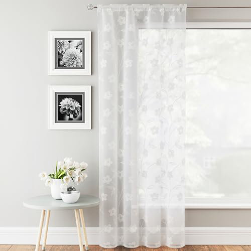 Chenut Sheer Curtain Single Panel, 55cm W x 54cm L, White