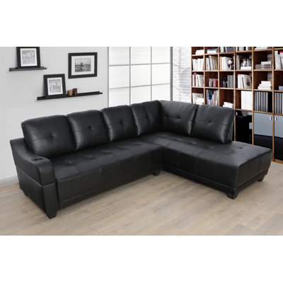 Milagros Faux Leather L-Shaped Sectional Right Hand Facing