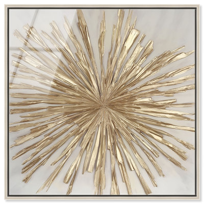 Art mural encadré en verre doré brillant Golden Zenith Elegant Nature par Art Remedy, cadre argent, 12 x 12