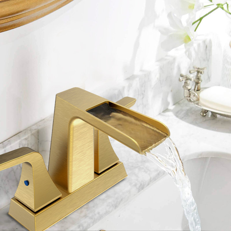 2-handle Bathroom Faucet with Drain Assembly, Brushed Gold