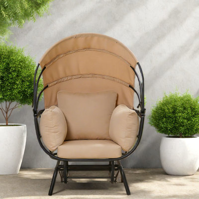 Chaises longues rétractables de patio d'auvent, chaise en acier moderne d'œuf pour la maison