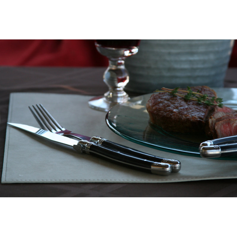 French Home Laguiole Faux Onyx Steak Knife and Fork Set, 8 Piece Set
