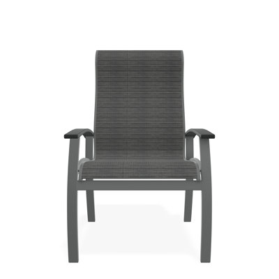 Belle Isle Sling Aluminum Frame Dining Height Supreme Arm Chair with Marine Grade Polymer Arm Accent by Telescope Casual