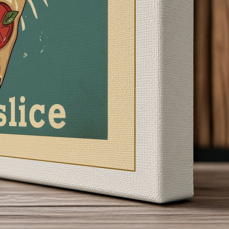 Pizza Slice Retro - Wrapped Canvas, 18x12 - 45.7 x 30.5 cm, Cream Border