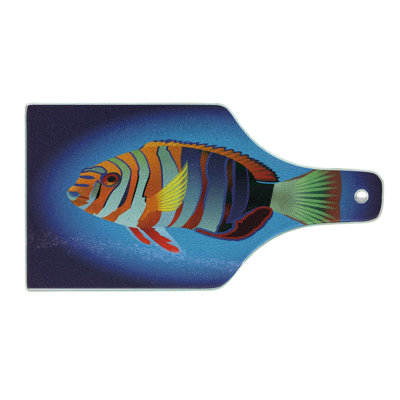 Ambesonne Ocean Tempered Glass Cutting Board Tropical Exotic Sea Fish Multicolor