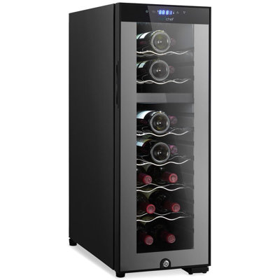 Réfrigérateur à vin 18 bouteilles Nuthausf - Refroidisseur à vin à deux zones, température réglable de 41 ° F à 64 ° F, fonctionnement ultra silencieux, refroidisseur à vin autoportant pour la maison et le bureau, 32 x 11 x 26 po (noir)