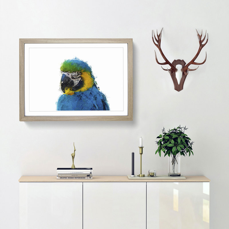 Macaw Parrot - Framed Print, Oak Framed, 48cm H x 65cm W x 2cm D