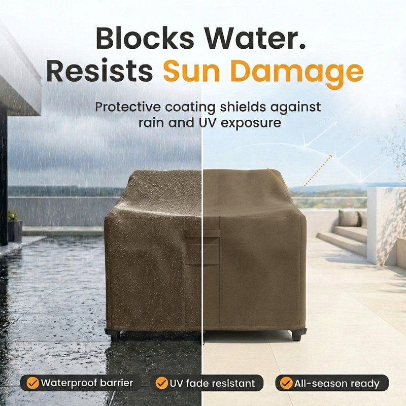 Premium Patio Chair Wide Cover - Breathable, Heavy-Duty Cover with Water-Resistant PVC liner, Adjustable Elastic Hem, Click-Close Straps, and Air Vents - Hyslop Collection