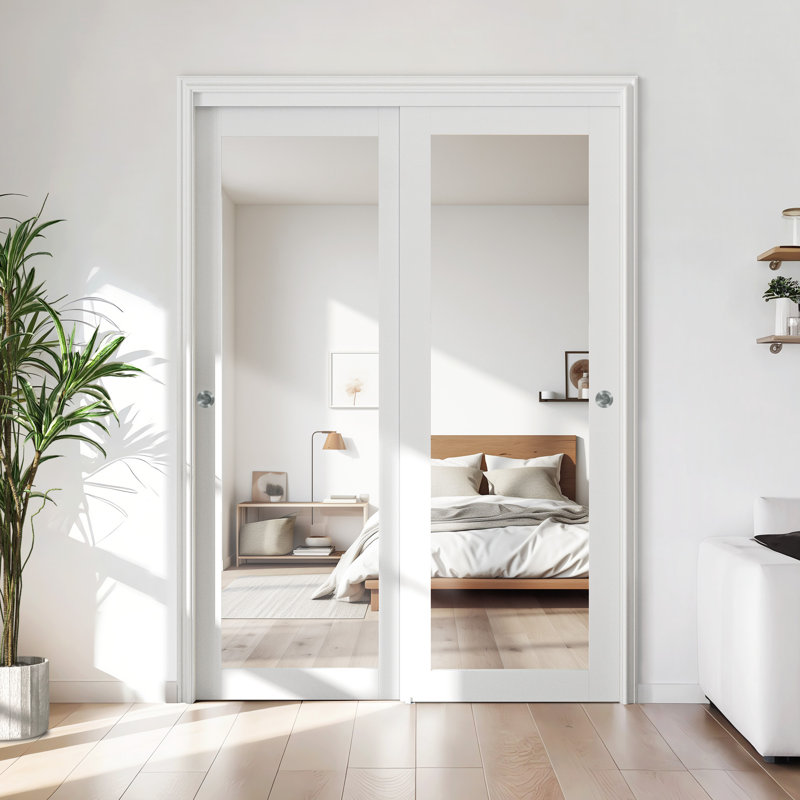 60" x 80" Mirrored Sliding Closet Doors with Installation Hardware, 60" x 80"