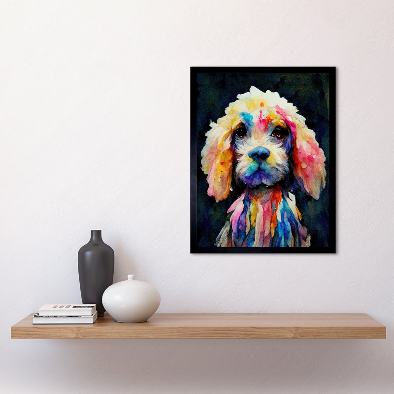 Abstract Dog Spaniel Cavapoo Cockapoo - Single Picture Frame Print, 43.7cm H x 33.5cm W x 1.5cm D