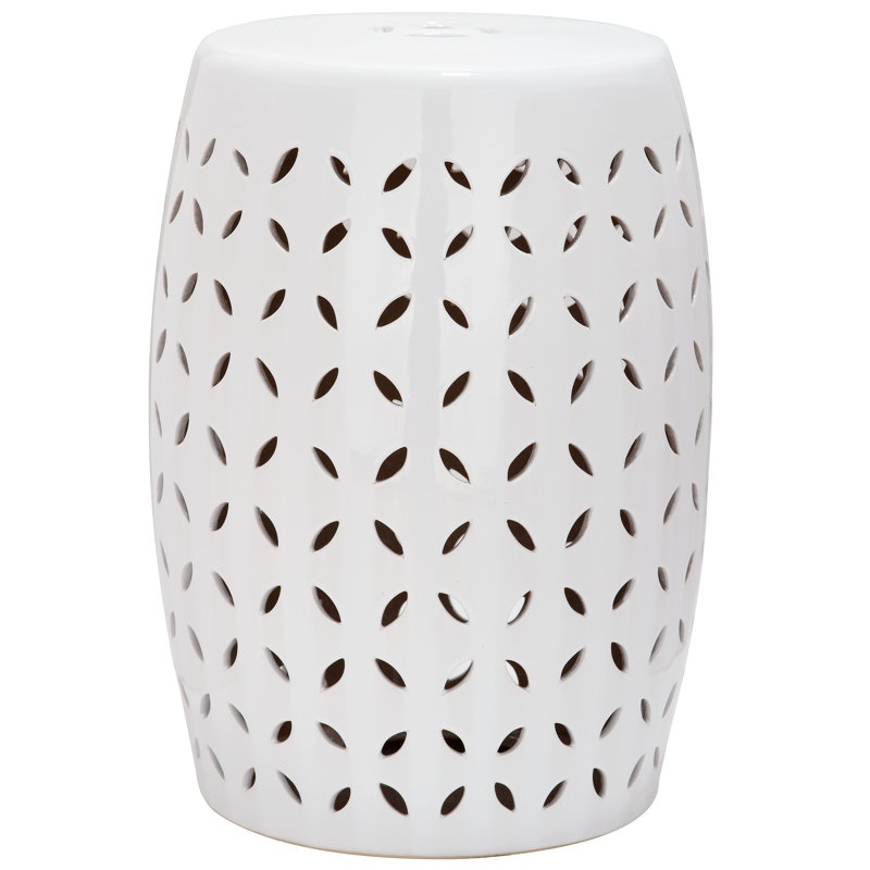 Hakon Ceramic Accent Stool, White