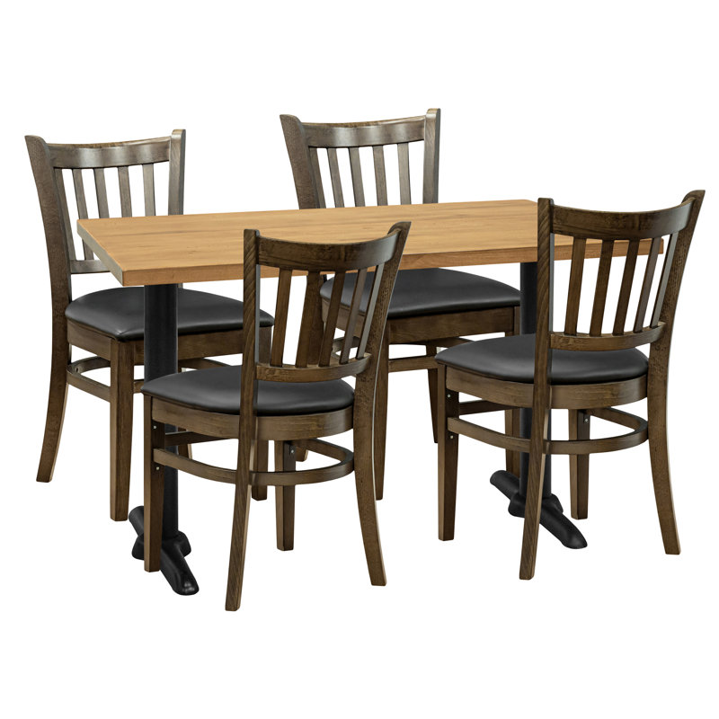 Ensemble de salle à manger en bois de peuplier massif pour 4 personnes Jasmine, Gris