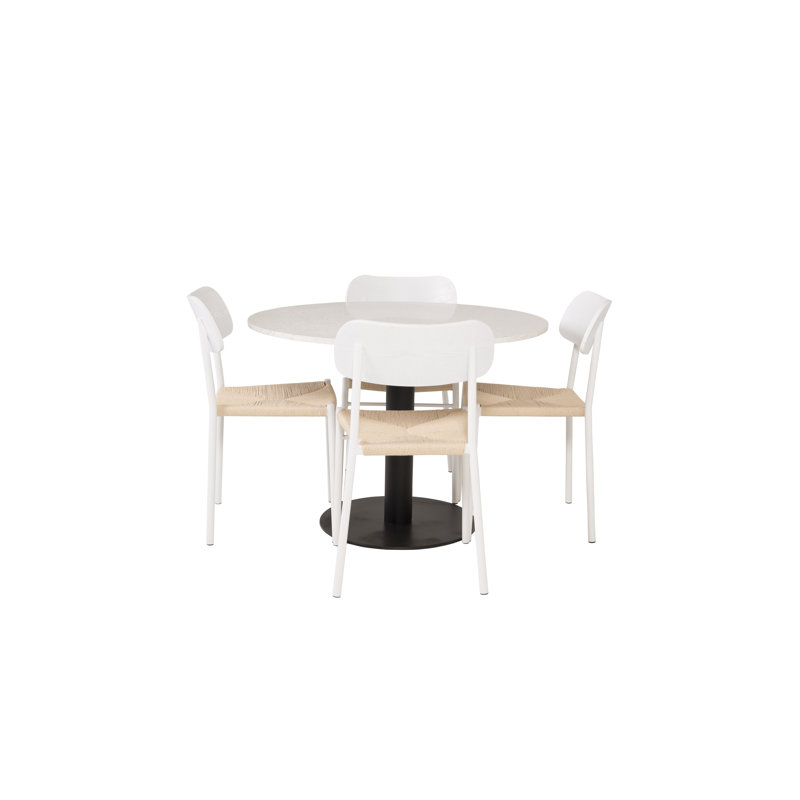 Bakewell 4 - Person Dining Set, White/Beige