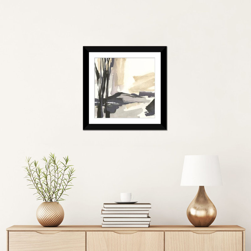 « placid iv », impression sur toile, H 16 po x l 16 po x P 1 po, Papier d'art encadré noir, Blanc
