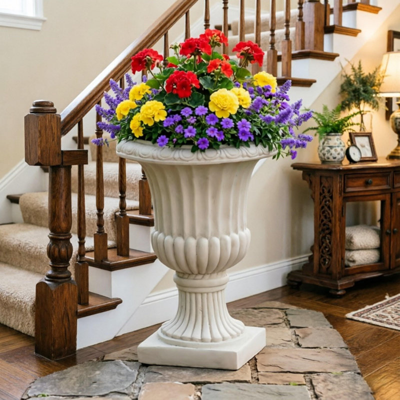 Pot à fleurs léger Mgo Urn, Blanc antique