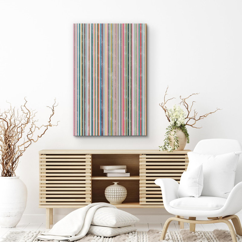 Rainbow Stripes Lines Color Block Pattern Geometric Minimalisme Contemporary Nordic Wall Decor on Canvas, impression