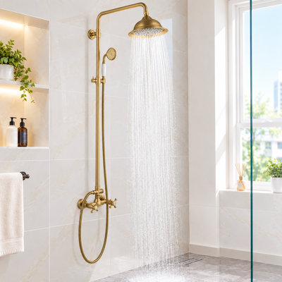 99910-ATI Antique Brass Rain Shower System Set