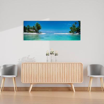 Palm Trees On The Beach, Tikehau, French Polynesia Tranquil Abstract Palm Tree Beach Nature Wall Art