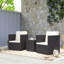 Ensemble de mobilier de patio 3 pièces, ensemble de bistro pliant en osier avec coussins et table basse en verre, facile à assembler pour la véranda, balcon, brun