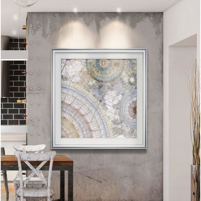 " Clockworks II ", 16" H x 16" W x 2" D, Silver Framed