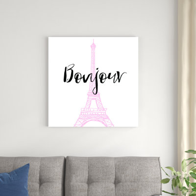 Bonjour, tour rose - reproduction d'art textuel sur toile tendue