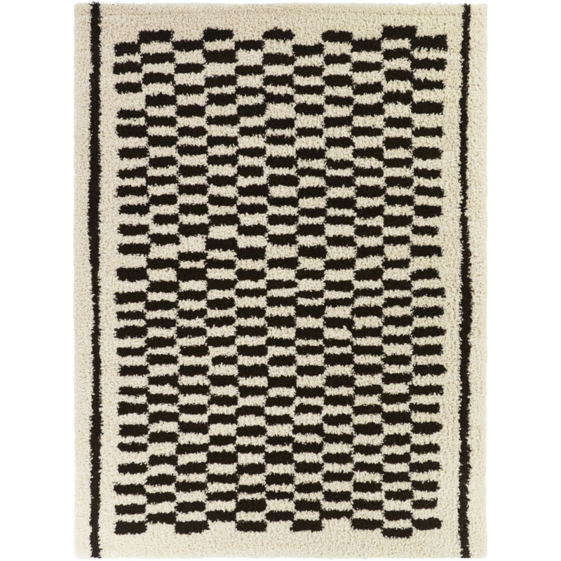 Tapis à carreaux crème Isabeau, Rectangle 5 pi 3 po x 7 pi