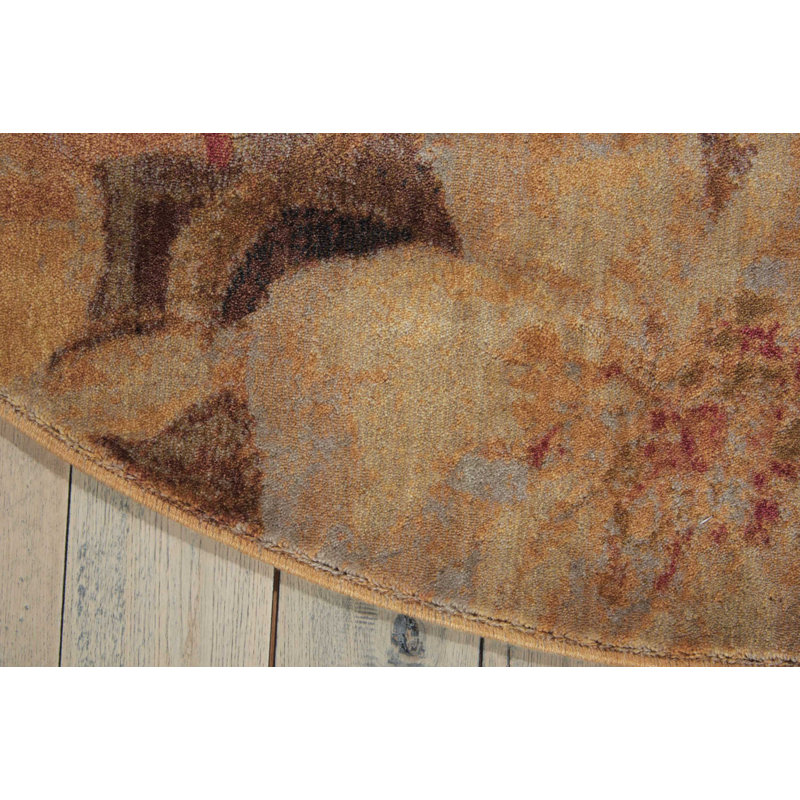 Tapis contemporain transitionnel multicolore Anastasia, Rond 5 pi 6 po