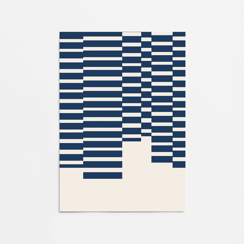 Imprimé roulé de lignes abstraites bleu marine et crème, H 20 po x l 16 po