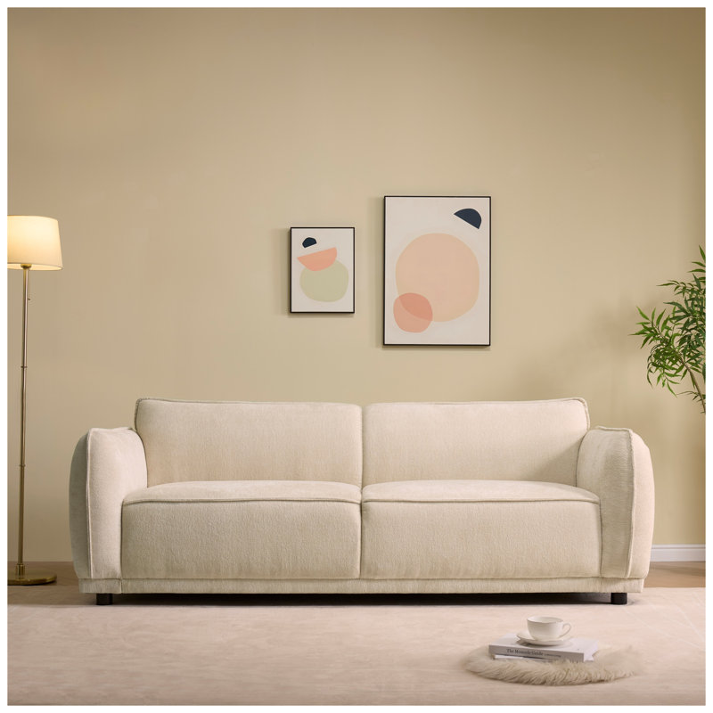 Canapé rembourré 3 places à accoudoirs arrondis beige 84 po Oslo